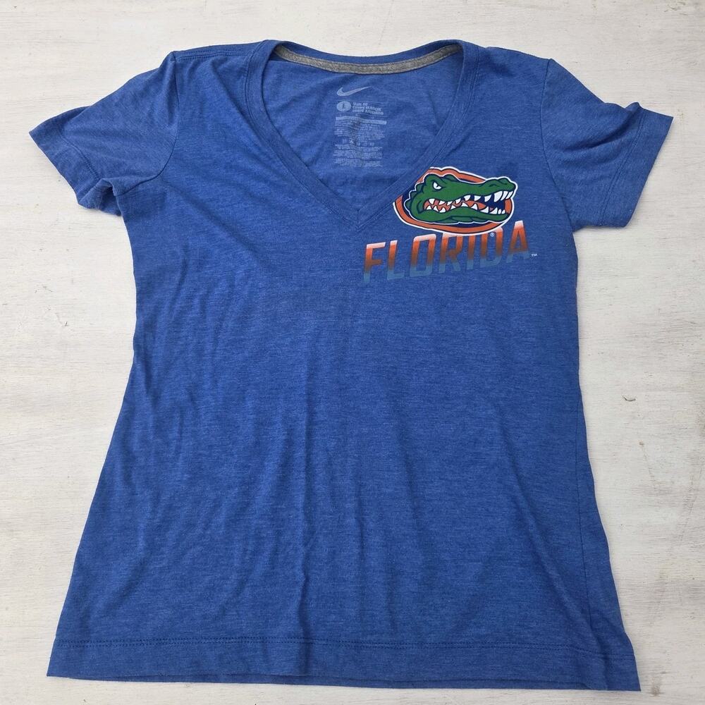 Nike Florida Gators V Neck T Shirt Womens Large Double-Sided NCAA Short Sleeve